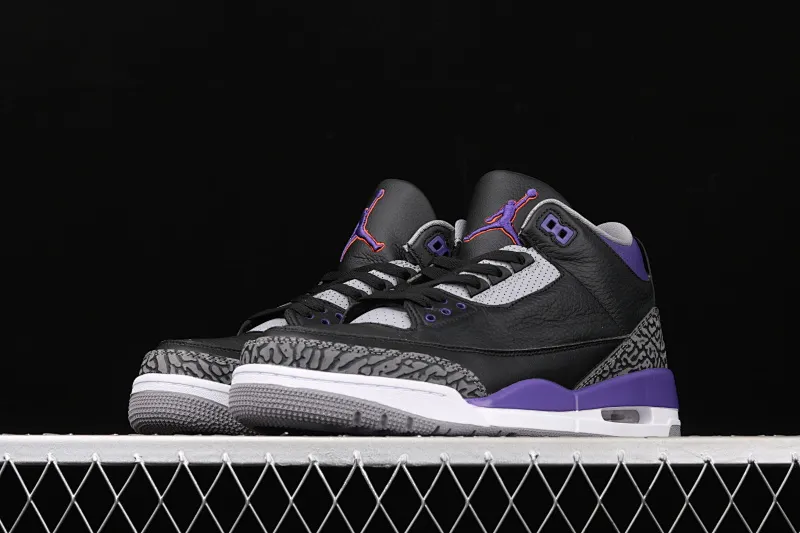 All categories Air Jordan Jordan series basketball shoes Air Jordan 3 Air Jordan 3 "Court Purple" AJ3 Joe 3 burst black and purple basketball shoes CT8532-050